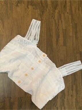 Free People White Lace Crochet Crop Top